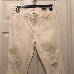 WHITE HOUSE BLACK MARKET SKINNY CROP WHITE JEANS